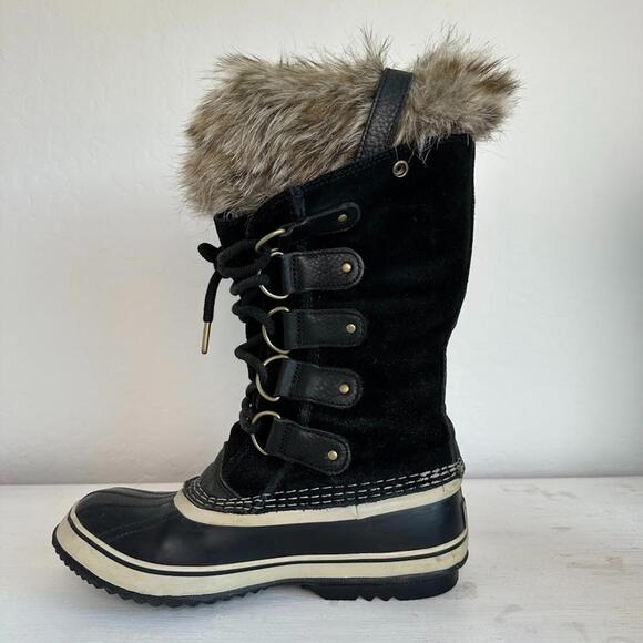 Sorel Boots Joan of Arctic Women's 8 Black Leather Removeable Faux Fur Snow Warm - Picture 7 of 12
